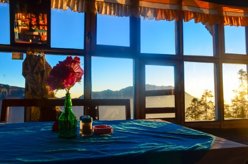 Sunset from Hotel Sherpa's dining room.